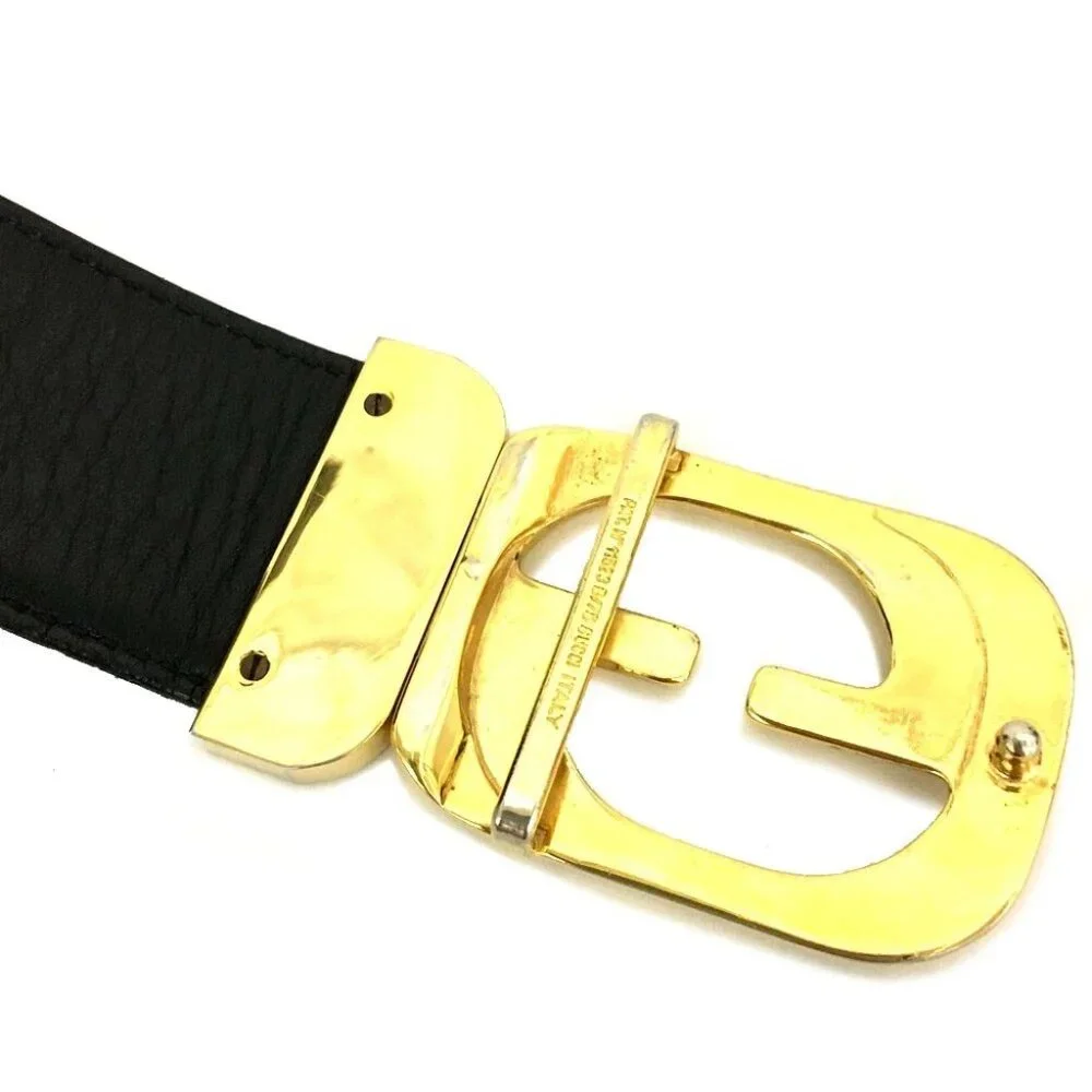 EGA GUCCI GG Logo Leather 90cm Men's Belt Black/2BG2982 - Picture 6 of 8